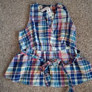 Lane Bryant Multicolor Plaid Wrap Blouse